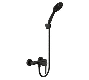 Monomando de ducha con kit Negro Oslo Black