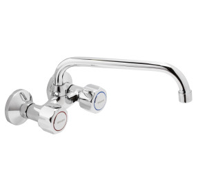 Grifo de cocina mural 15 cm caño tubo alto 18 cm Cromado Gamma