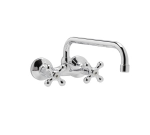 Grifo de cocina mural 11 cm caño tubo alto 24 cm Cromado New Regent
